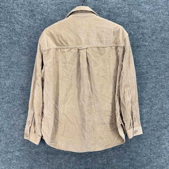 New American Eagle Shirt Women S Small Beige Button Up Collared Long Sleeve - Picture 2 of 8